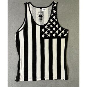 The Outcast NY Stripes and Stars Muscle Shirt black and White Size Men XL Y2K